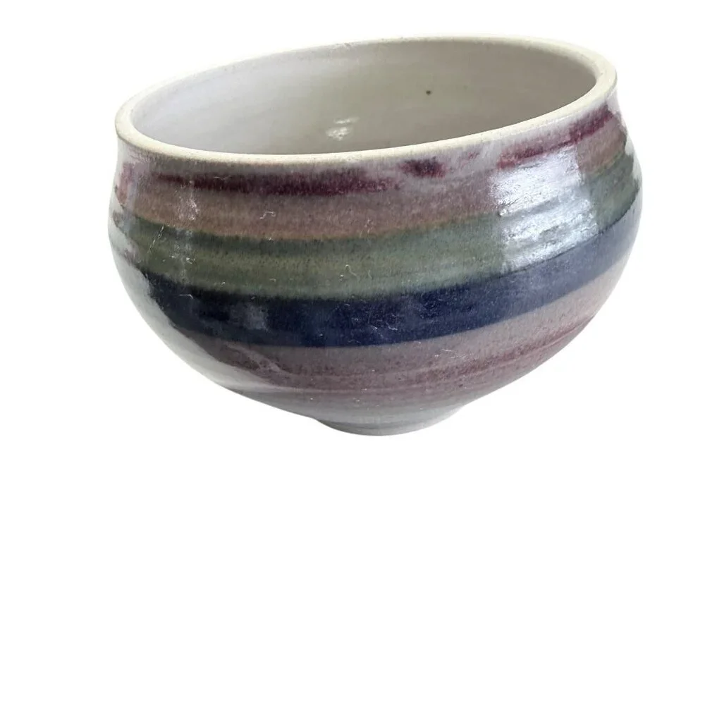 Handmade Studio Art Pottery Bowl Pot Signed 3.5 Inches Tall